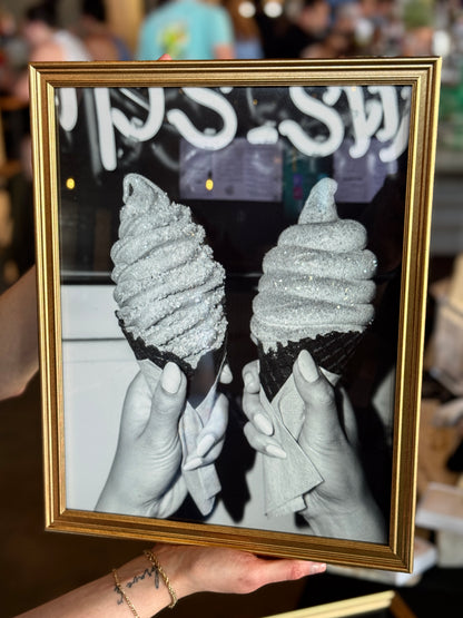 A photograph print with Ice cream embellished with sparkle.
