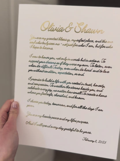Wedding Vow Custom Foil Print